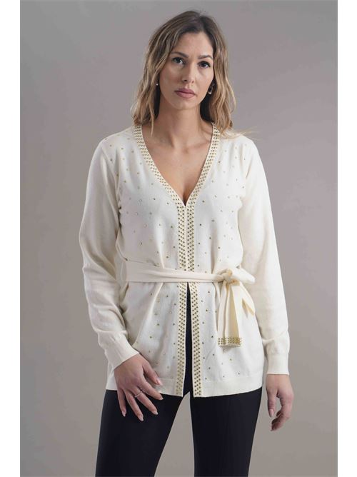 Cardigan con borchie Love To Love by Gai Mattiolo | LV2046PANNA